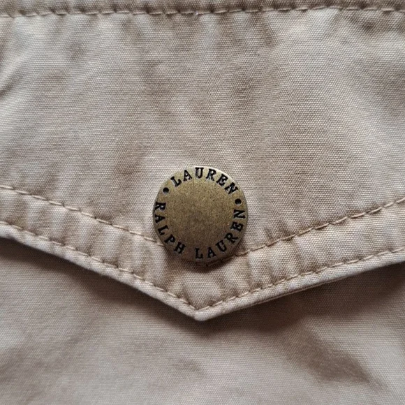 LAUREN Ralph Lauren Khaki Cargo Utility 7 Pockets Outdoor Zip Snap Cotton Vest - Picture 7 of 10